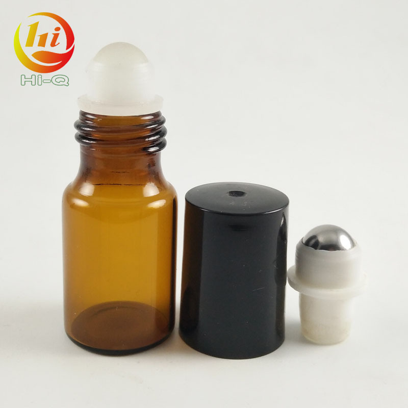 Custom 5ml Amber Roller Metal Ball 5 Ml Bottle 10ml Roll On Bottles With Frosted Glass Ball