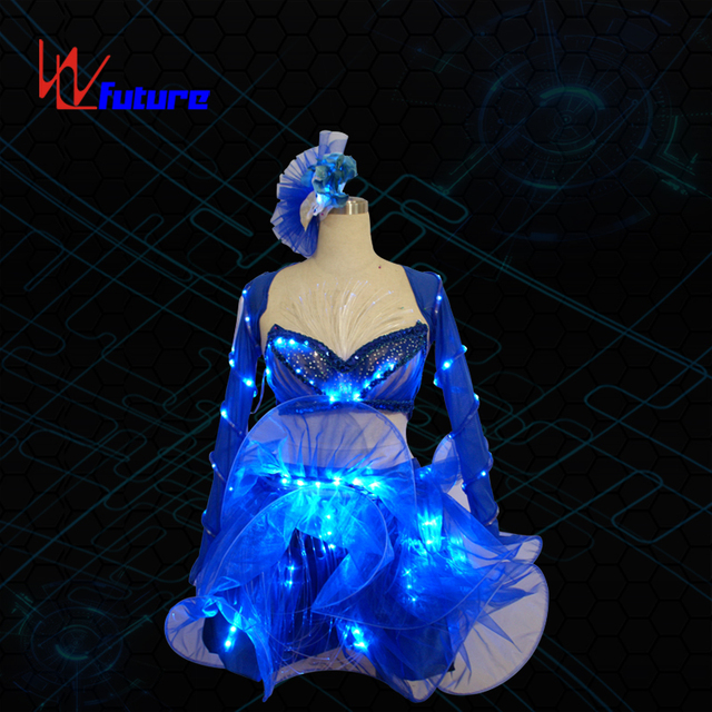 Future LED Costumes RGB Color Technology Stripper Dance Clothes Performance Leotard Clothing 1 Piece Blue for Women Adults Sets