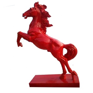 Scultura del cavallo della vetroresina della sezione del taglio di colore rosso all'aperto della statua animale astratta moderna - Product Image 6