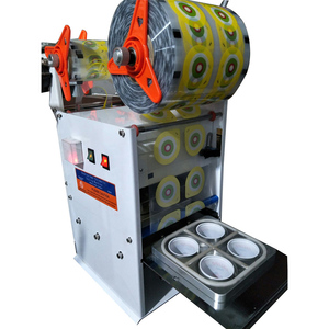 Semi-automatic 4 cups sealing machine trays Tofu boxes sealer automatic cup sealer milk cup sealing machine