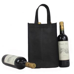 Personalizado de impresión de alta calidad 120gsm negro no tejido <span class=keywords><strong>2</strong></span> botellas 4 botella de vino bolsa de embalaje - Product Image 3