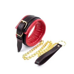 Giocattoli Fetish rosa Bondage collo corsetto collare con catene di metallo per il gioco maschile <span class=keywords><strong>femminile</strong></span> strumenti Flirt adulti collare in pelle - Product Image 1