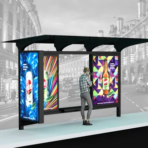 2022 New Design Advertising Street Furniture Bus Stop Station Custom Bus Shelter Stop With Bench