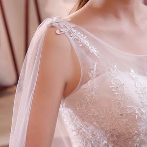 <span class=keywords><strong>Robe</strong></span> de mariée élégante à col rond romantique en ivoire avec couvre-lit en dentelle amovible - Product Image 3