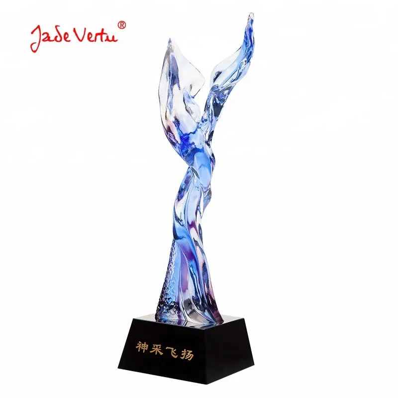 Jadevertu Aangepast Logo K9 Crystal Pate De Verre Dansende Trofee Voor Ceremonie Bedrijfsmodel Cadeau Decoratie Innovatieve Award