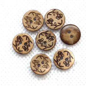 big factory Wholesale round 2 holes natural coconut shell buttons custom engrave logo button