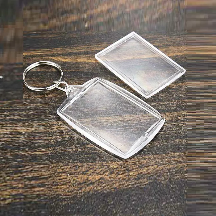 Porte-clés en plastique Transparent, 5 pièces, avec Photo, cadre