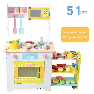 Fruit vegetable supermarket refrigerator cake toy wooden kitchen cutting toy set multi preschool