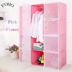 Multifunctional Use Beautifully Bedroom Wardrobe Design Modern Pink Plastic Wardrobes