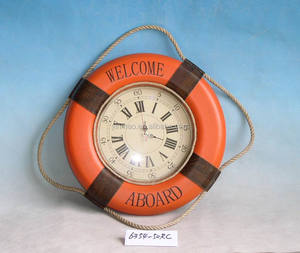 <span class=keywords><strong>Orologio</strong></span> da parete salvagente dipinto di arancione, <span class=keywords><strong>orologio</strong></span> ad anello salvavita "benvenuto a bordo" Dia 50cm - Product Image 1