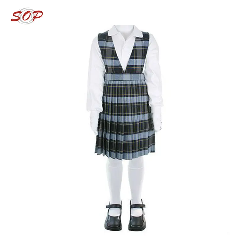 ファッショナブルな学校のスカートチェック柄の制服