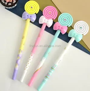 Stylo à gel en plastique ti de sucettes et papillons, pour enfants, joli nœud