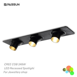 Plafonnier led <span class=keywords><strong>noir</strong></span> anodisé en aluminium avec trois têtes réglables, nouveau modèle, 9w - Product Image 3