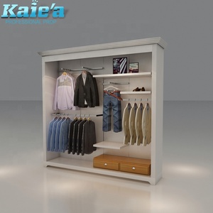 Design moderno da parete in legno di abbigliamento maschile appeso display abbigliamento e negozio di abbigliamento armadio - Product Image 3