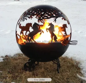 Bola de fuego de esfera de Metal para exteriores, fosa de fuego portátil, tesoros de jardín