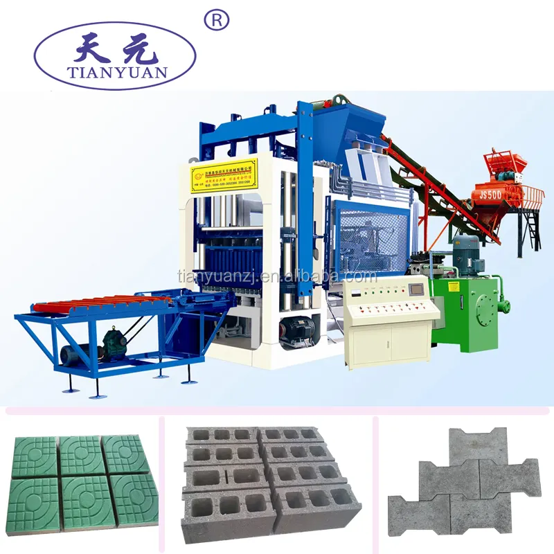 Bloc de ciment hydraulique automatique en béton, Machine à fabrication de briques, pavage de béton, moteur Siemens QTY4-15A