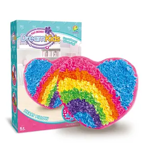 Creative Children'S Activity Diy Kits Colorful Heart Shaped Rainbow Pillow Kids Plush Craft