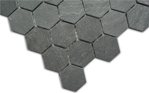 Carrelage en marbre, nid d'abeille, mosaïque en forme de hexagone, matériau, carrelage noir - Product Image 2