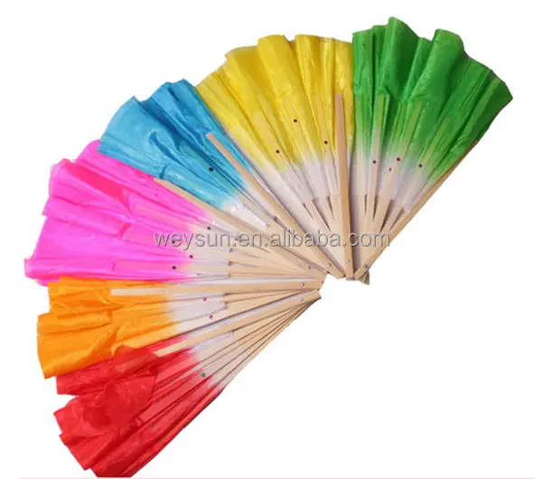 Bamboo frame Chinese belly dance fan silk veils assorted 5colors available