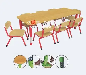 Mobiliário escolar barato crianças mesa e cadeira conjunto estudo tabela com 8 cadeiras
