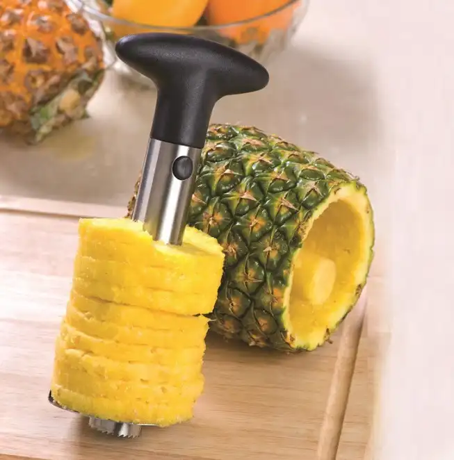 Toptan paslanmaz çelik ananas soyucu mutfak aksesuarları ananas dilimleme meyve bıçağı kesici