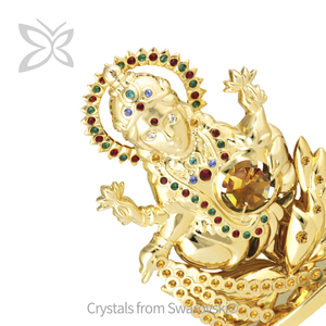 คริสตอคราฟต์ รูปปั้นเทพีลักษมี ศาสนาฮินดูอินเดีย ชุบทอง 24K ประดับคริสตัลเจียระไนทรงเหลี่ยม ของขวัญงานแต่งงานหรือเทศกาลดีวาลี ขนาด 7x10.5 ซม. - Product Image 3