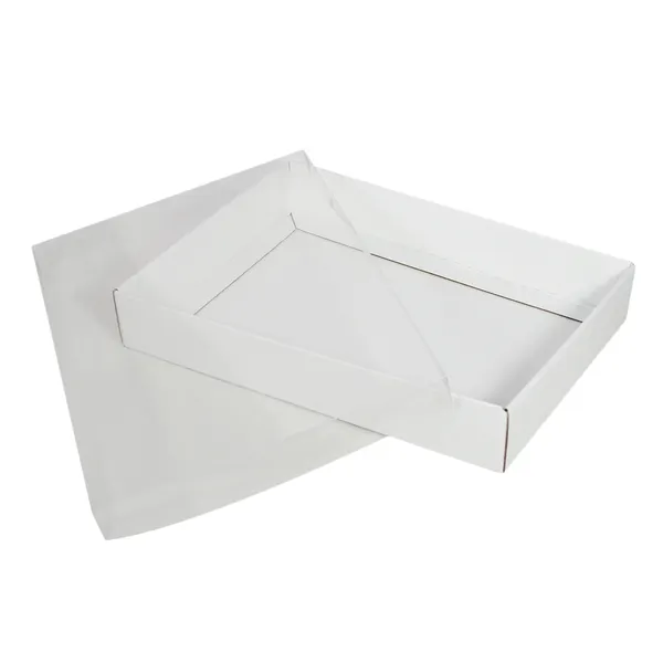 Embalaje de impresión de tamaño personalizado, caja de regalo blanca con tapa de plástico transparente, para hornear comida, dulces y postres