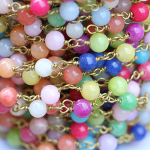 Nuova <span class=keywords><strong>Collana</strong></span> 2025 con Perle di Giada Malese Colorate Lisce Rotonde da 6mm, <span class=keywords><strong>Catena</strong></span> Avvolta a Filo, Modello OEM 01556 - Product Image 5