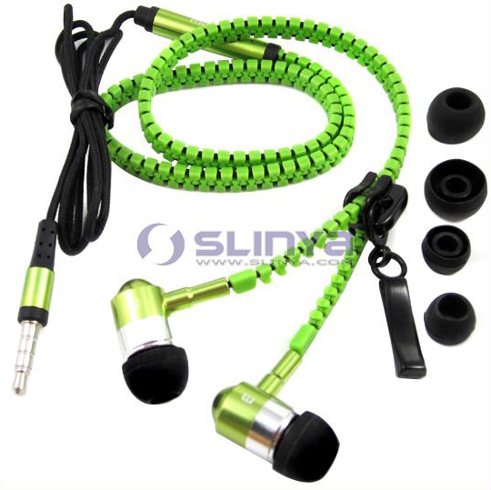 Volume Control Exchange Rubber Bud Plastic Cloth Zipper Earphone