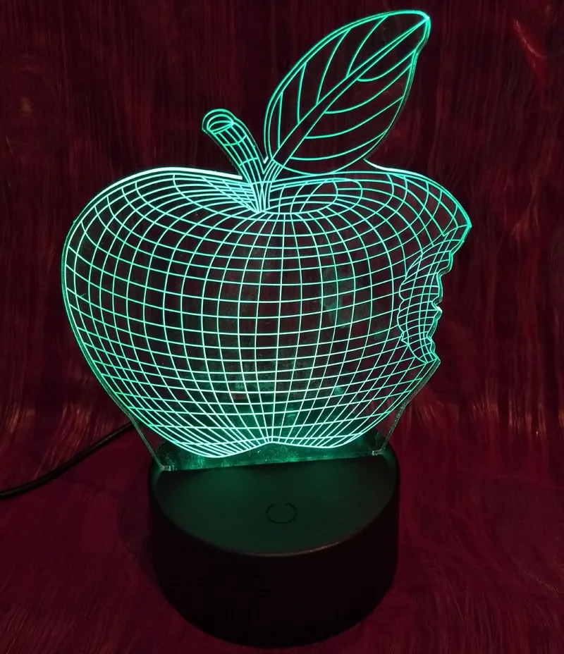 Alla moda di Apple 3D HA CONDOTTO LA Luce di Notte con 7 cambiamento di colore di Tocco Lampada Da Tavolo Interruttore