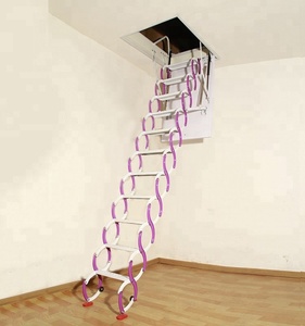 Échelles <span class=keywords><strong>de</strong></span> grenier télescopiques modernes en acier avec 12 marches et une capacité <span class=keywords><strong>de</strong></span> 300 kg pour les plafonds hauts d'appartement - Product Image 2