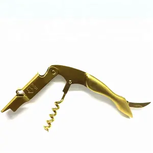 Chất Lượng Cao Vàng Kim Loại Rượu Vang Corkscrew Độc Đáo Thép Không Gỉ Và Nhôm Mở Thân Thiện Với Môi Bia Mở