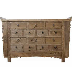 Reclaimed wood decorative multi-functional tenon joint structure Chinese traditional ristoc furniture storage with drawers