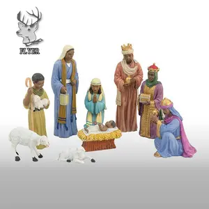 धार्मिक पवित्र परिवार राल जन्म सेट के लिए जीवन आकार क्रिसमस जन्म सेट प्रतिमा सजावट