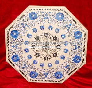 Tablero de Mesa de Centro Antiguo con Incrustaciones de Mármol Rosa - Product Image 1