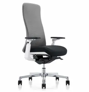 Açık gri yüksek file sırtlı ofis koltuğu ofis insanlar için modern ergonomik ayarlanabilir döner ofis patron sandalyesi