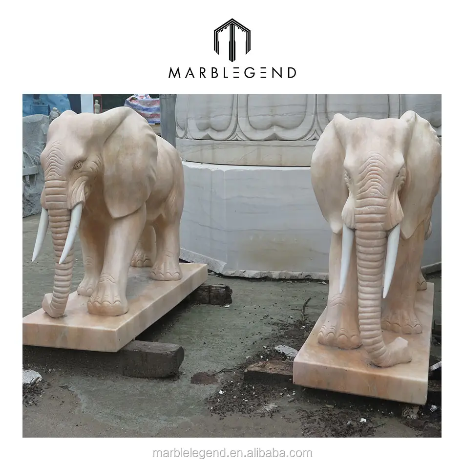 Supply for decoration use hand carved marble elephant statue