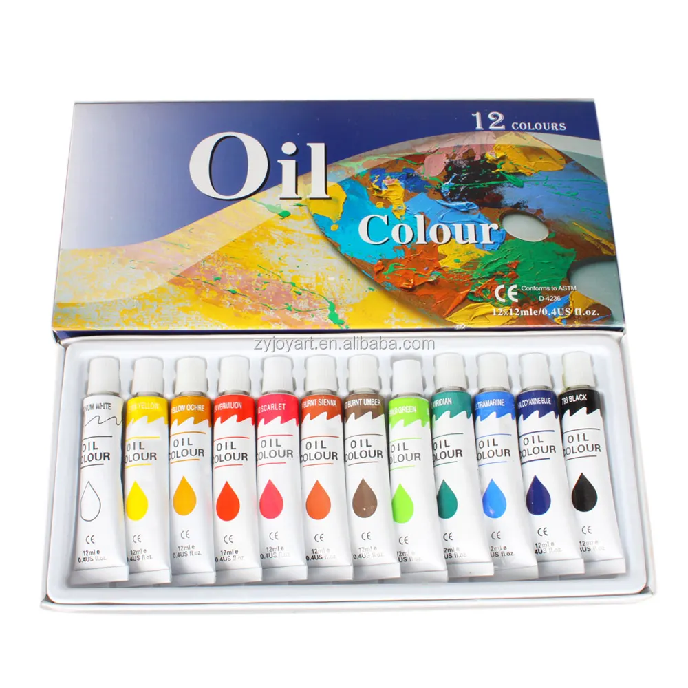 Conjunto de pintura a óleo do artístico 12ml, suprimentos artísticos, 12ml, tubo de alumínio, atacado por atacado