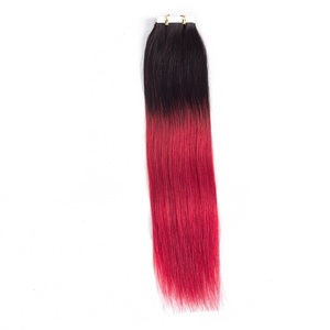 Alibaba express meilleur remy double drawn ombre de cheveux humains 100 grammes 40 pcs 12 "-24" 1b/rouge bande de couleur dans <span class=keywords><strong>l</strong></span> - Product Image 1