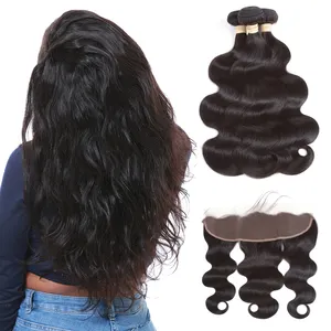 Kostenloser Versand Non Virgin Remy Welliges Haar Indian 3 Bundles mit Frontal , Ali express Online Shopping India Hair aus Indien