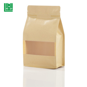 Papier Kraft fond plat ziplock fruits secs pommes de terre chips emballage sacs pochettes avec fenêtre pour <span class=keywords><strong>la</strong></span> nourriture - Product Image 2