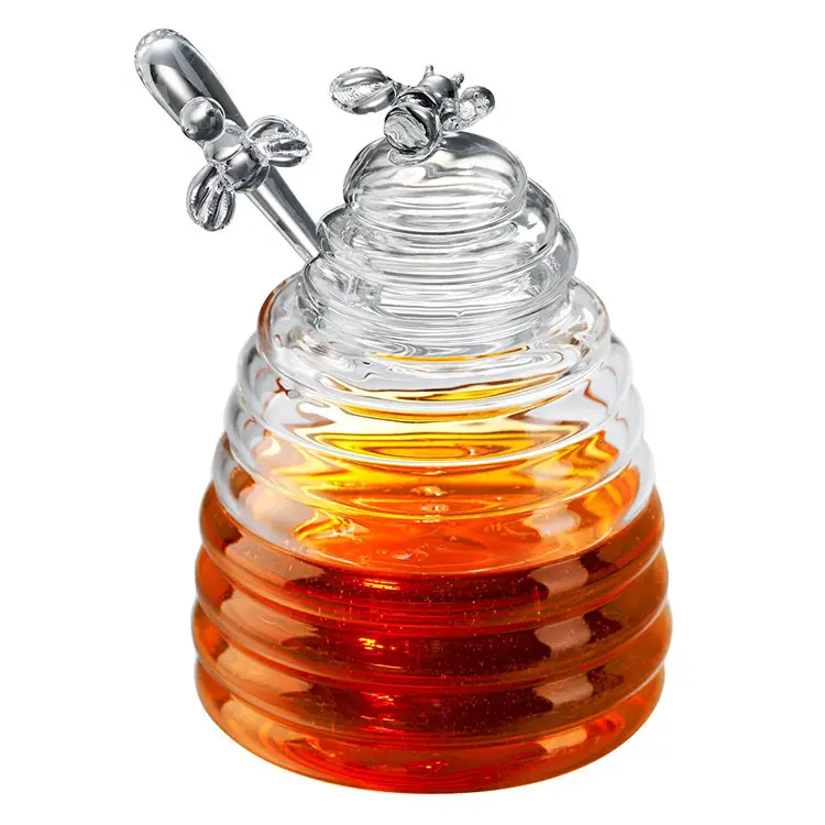 Geschenk box Klarer Bienenstock Kristallglas Honig glas Honigbienen topf mit Schöpf löffel