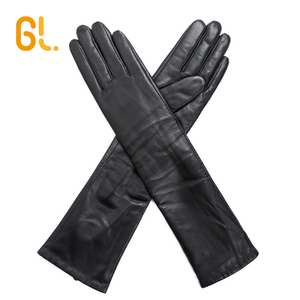 W5 Damen Damen <span class=keywords><strong>Sex</strong></span> Ellenbogen Lange Schwarze Schaffell Lammfell Winter Leder handschuhe für den Großhandel - Product Image 4