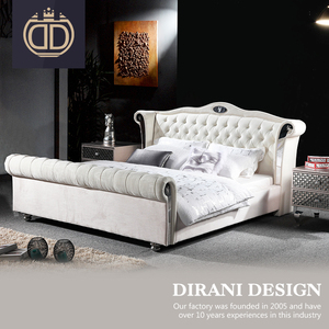 Italia moderno cama muebles de dormitorio tamaño king tamaño cama moda blanco botón tela tufted cama suave - Product Image 2