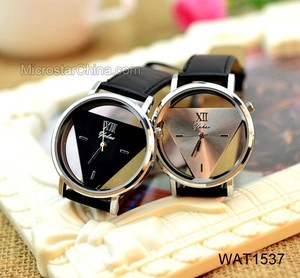 2015 <span class=keywords><strong>el</strong></span> mercado caliente venta color de la mezcla en forma de triángulo moda de cuero de lujo de la marca china reloj - Product Image 1