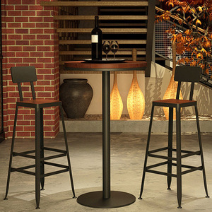 <span class=keywords><strong>Tabouret</strong></span> <span class=keywords><strong>de</strong></span> <span class=keywords><strong>bar</strong></span> industriel Loft, pour restaurant, café, en métal noir, avec siège en <span class=keywords><strong>bois</strong></span>, - Product Image 4