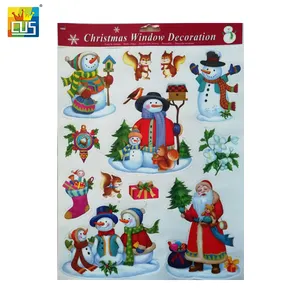 High Quality Reusable Colorful Glitter Christmas Window Clings