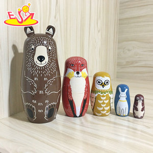 2018 venta al por mayor DIY matryoshkas 5 unids madera animial muñeca rusa para niños W06D104 - Product Image 1