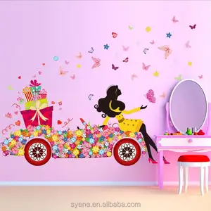 Syene 3D sex beautiful flower girl Fairy removable window decals for kids room window decals for christmas holidays