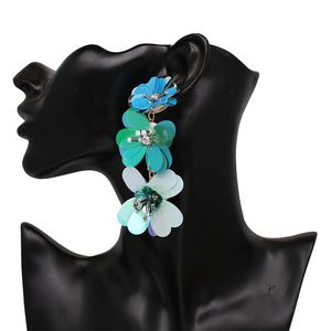 Kaimei 2018 Hàng Đầu Thiết Kế Mới Trang Sức Thời Trang Handmade Pha Lê Tuyên Bố Sequins Paillette Hoa Bông Tai Thiết Kế - Product Image 6